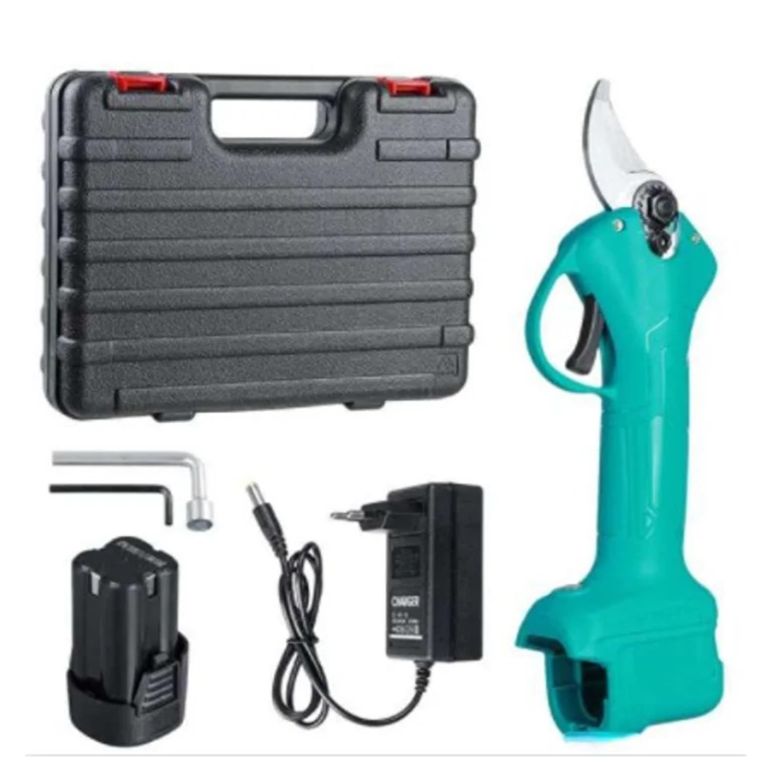 16.8V Brushless Electric Pruning Shears Garden Tool Pruner Cordless Scissors Tree Branches Cutter for Battery(1Battery Plastic G)