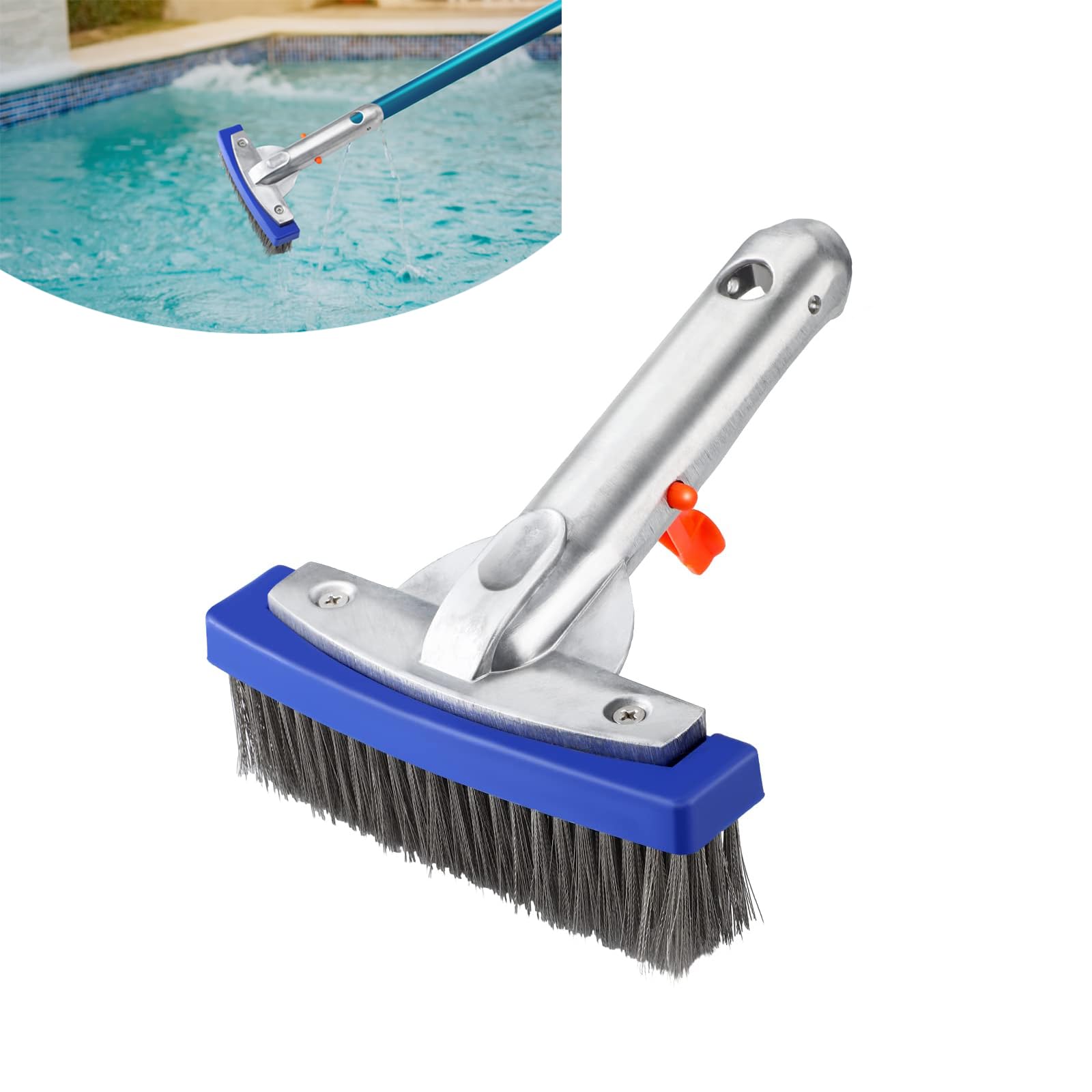 NALACAL 1 Pcs Stainless Steel Pool Brush Head, Pool Brush Head Heavy Duty Pool Brush Head Swimming Pool Aluminum Handle and Stainless Steel Bristles for Cleaning Pool to Fit Most Poles (5.5 Inch)