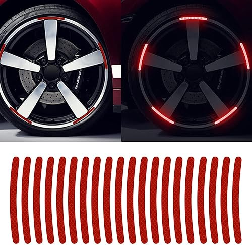 Reswish 20 calcomanías decorativas de rayas para rueda de automóvil calcomanías reflectantes nocturnas de advertencia de seguridad para rueda de