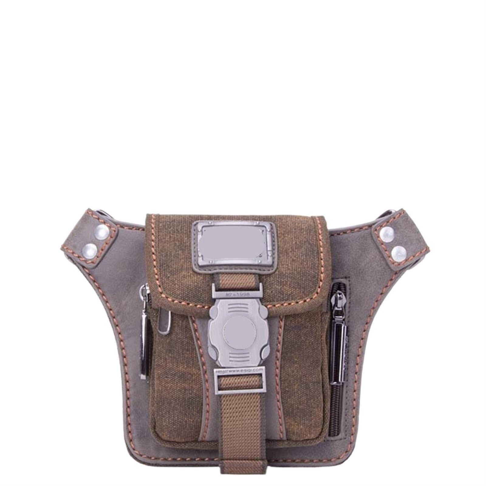 Borsa da gamba Marsupio Mini Retro Portatile Borsa Indossabile Vintage Tela Tempo Libero Turismo Marsupi da uomo(Coffee)