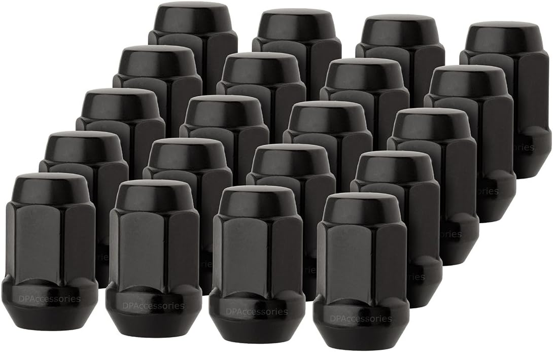 20 Black 12x1.5 Closed End Bulge Acorn Lug Nuts - Cone Seat - 19mm Hex LCB3B6HE-BK04020