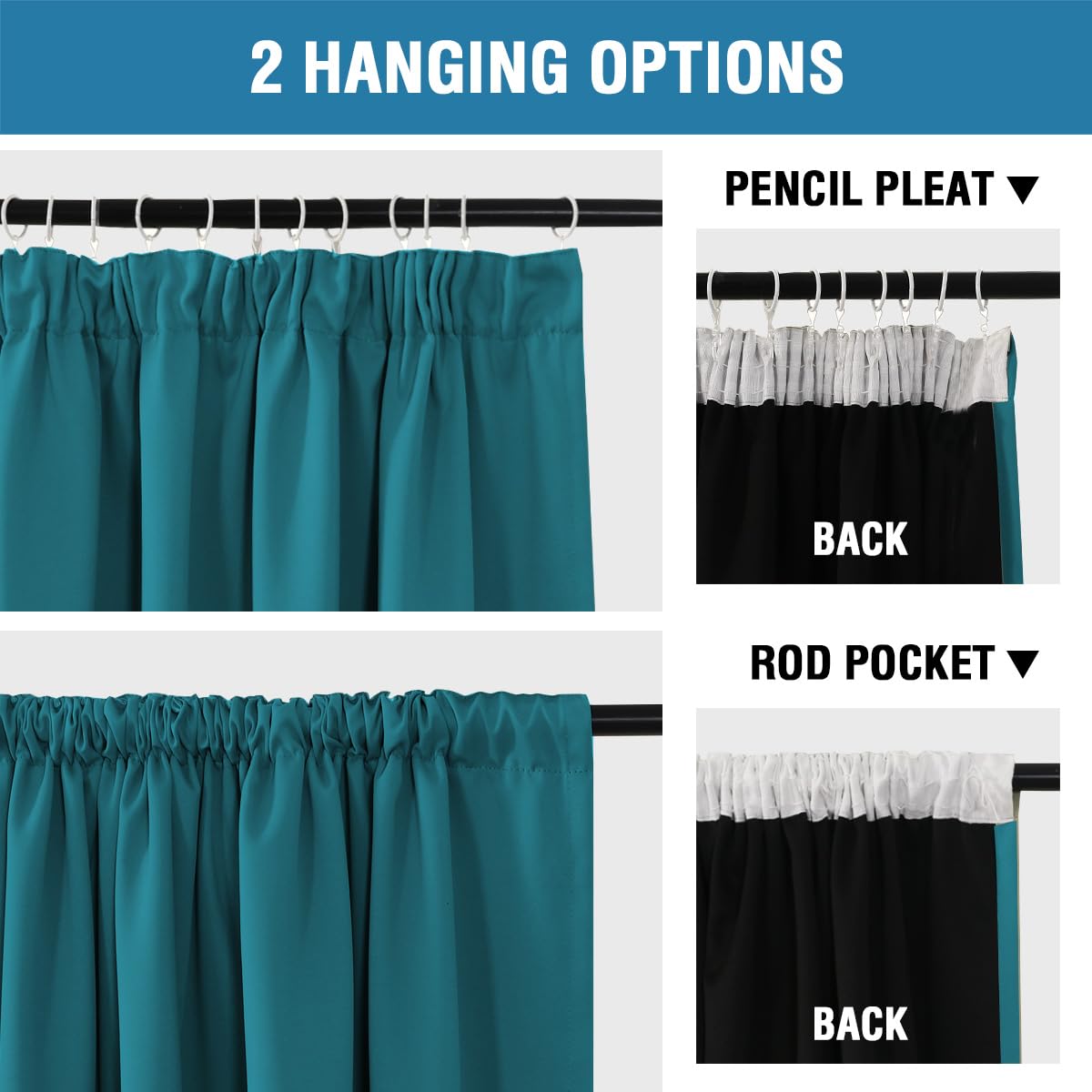 BellaHills 100% Blackout Curtains for Bedroom Thermal Insulated Curtains & Drapes Blackout Curtains Pencil Pleat Curtains for Living Room with Black Liner 2 Panels Set - Image 3