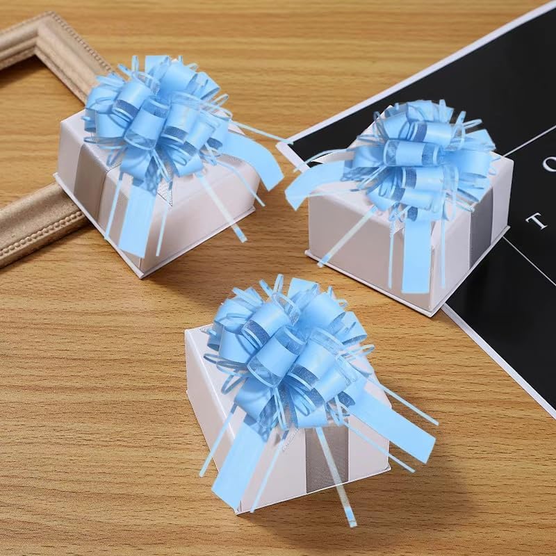 6 PCS Large Pull Bows,Bow for Gift Wrapping,Gifts Decorations,6″ Party Wedding Ribbon Bows for Wrapping Boxes or Flower Decorations,Presents or Christmas Tree (Blue) - Image 6