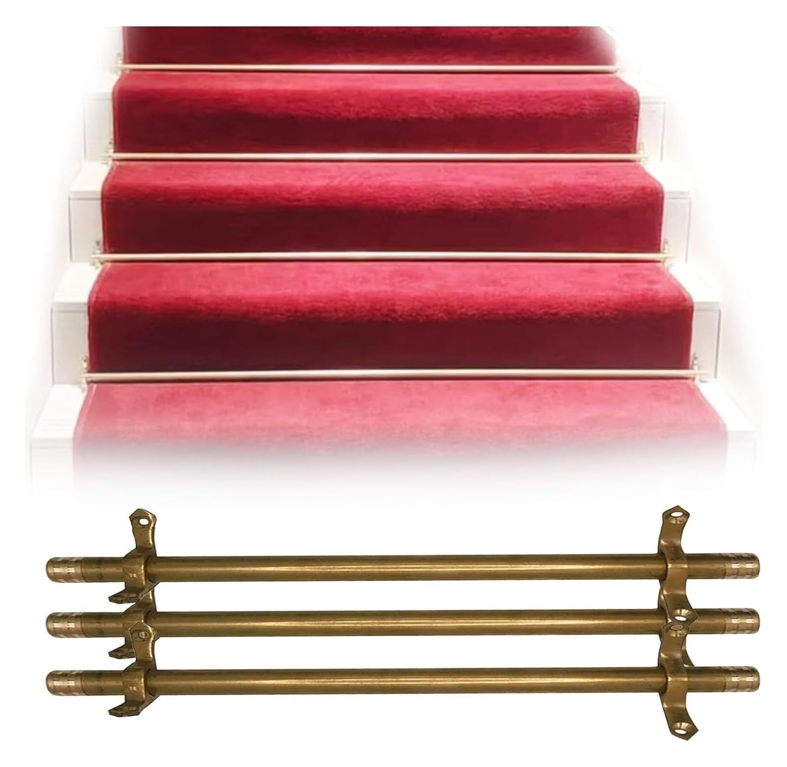 Support de tapis d'escalier laiton 56cm barre de chemin de marche avec vis de fixation x10