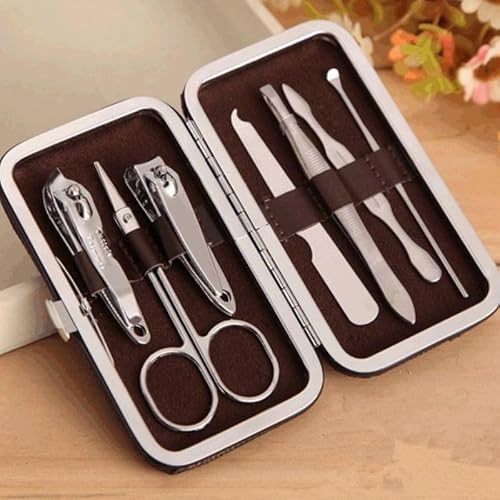 Kit Cortador De Unha Aço Inoxidável Portátil 7 Peças