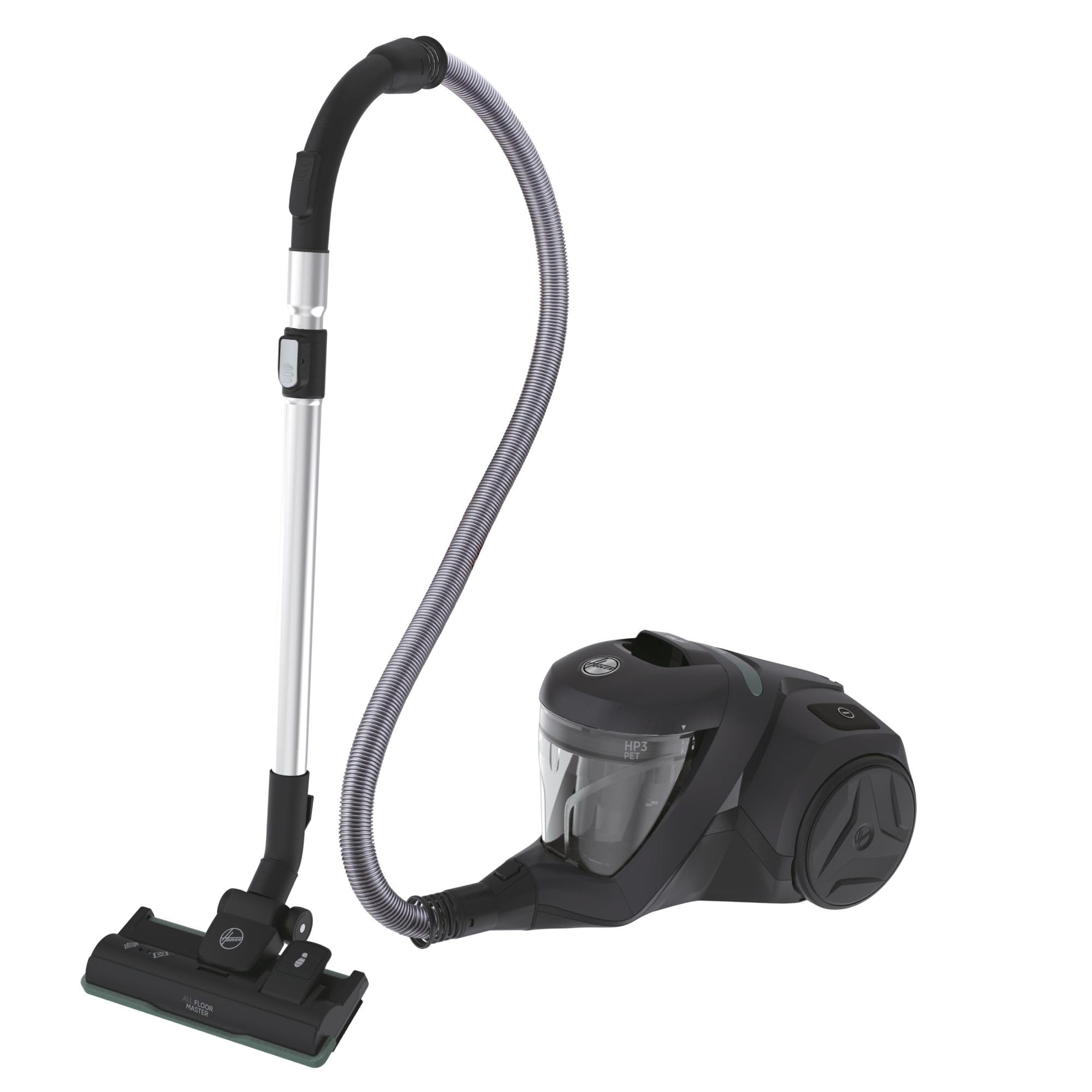 Hoover HP321PAF Aspirateur Traineau sans Sac Compact, Tech Cyclonique, Brosse Tout en 1 Sols Durs, Tapis et Parquet, Brosse Spécial Animaux, 2L, 850 W, Vidage Facile, Accessoires embarqués, Noir