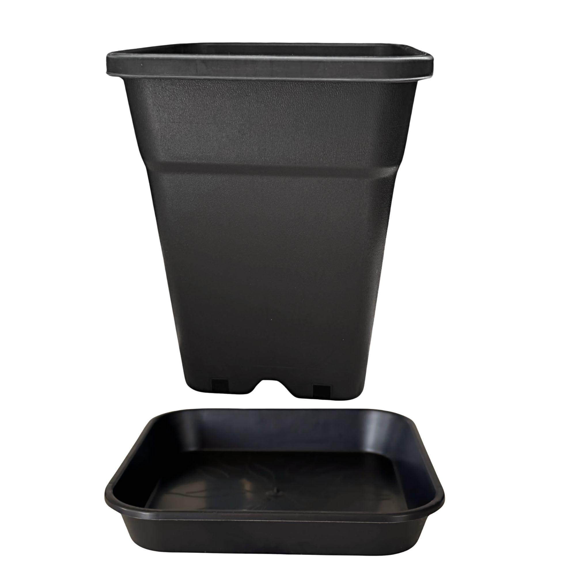 Square Pot & Saucer Set – Durable Plastic Pots with Matching Square Drip Tray | Indoor & Outdoor Use | Multiple Sizes (2L to 25L) | Reusable, Leak-Resistant, Stackable, UV-Resistant (5, 5L + 17CM)
