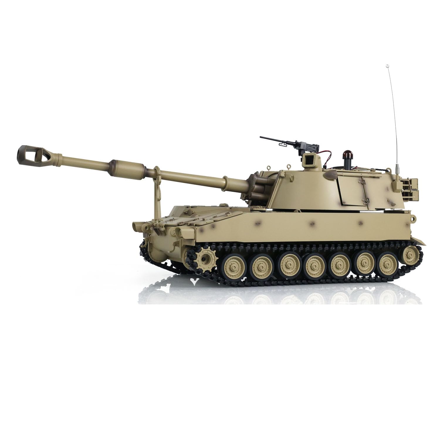 1/16 Tongde RC Carro armato M109A2 Semovente RTR Combattimento Infrarossi Battle Smoke Unit Light Sound (Basic-Edition-Desert Yellow) BB Shooting Airsoft Tank that Shoot