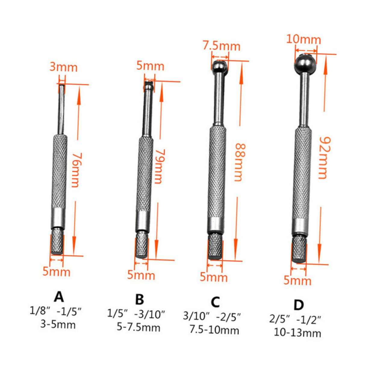 HEALLILY 20 Pcs Professional Gauge Set Telescoping Bore Gauge 3mm 1/8 in Hole for Measurement