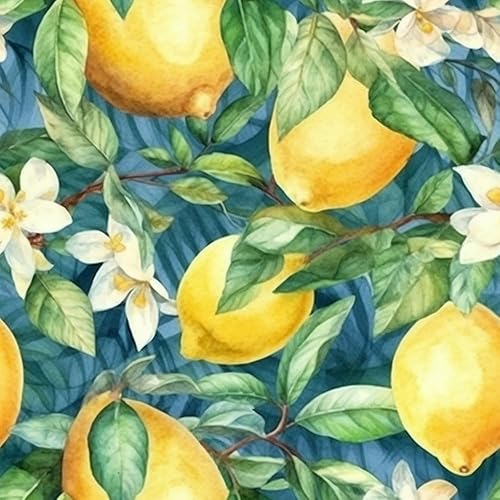 Papel tapiz autoadhesivo autoadhesivo de 18 x 236 pulgadas, con frutas de árbol de limón, pintura al óleo amarilla, papel de contacto extraíble para