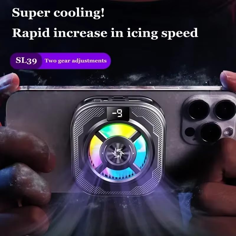 Image of BKN SL-39 Fast Ultra Cooling Mobile AC Fan Magnetic Radiator | Mobile Cooler with Back Clip USB Powered Fan Cooling Radiator Game Cooler -9 degree for Mobile Phone Gaming, Live Streaming