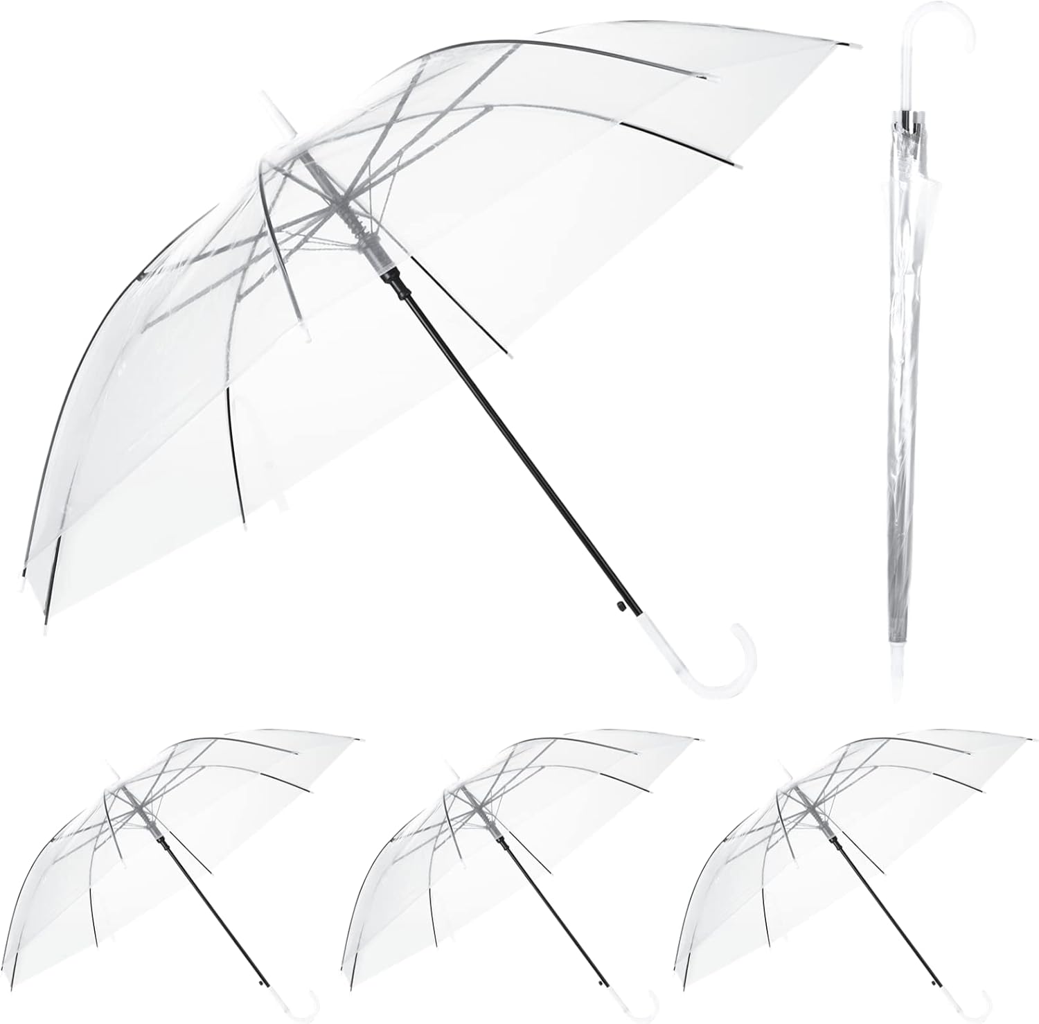 Wedding Umbrellas, 2 cps Auto Open Clear Bubble Umbrellas with J Handle, Rainproof Windproof Large Bubble Umbrellas for Weddings, Proms, Rain Ceremonies, Daily Protection