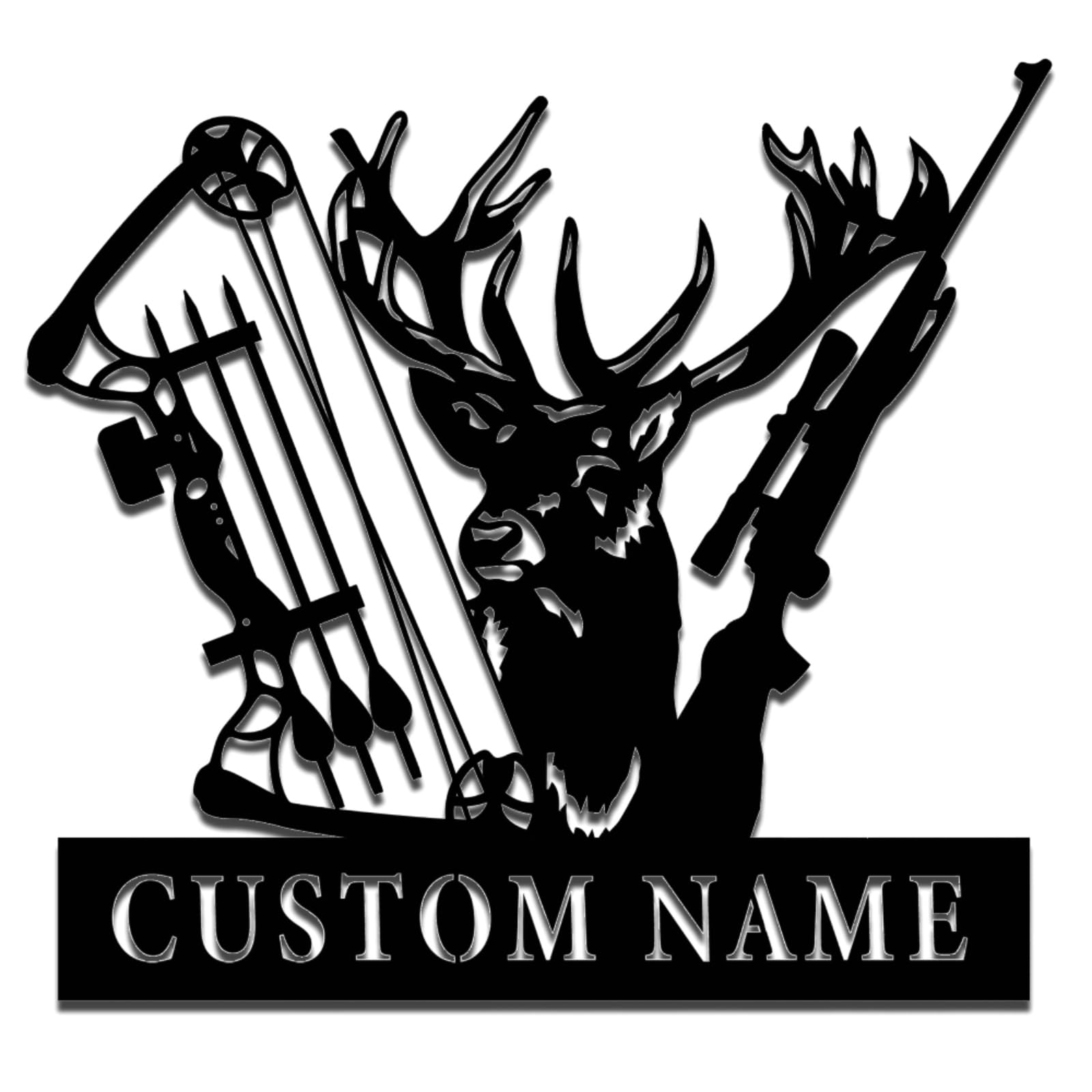 ZHEN BU CHUO Personalized Deer Hunting Frame Metal Wall Art,Custom Deer Elk Metal Name Signs,Deer Antlers Outdoor Metal Sign,Hunter Signs Decor, Deer Art Wall Decor,Deer Hunting Frame Sign