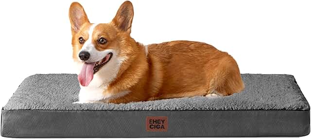 EHEYCIGA Orthopädisches Hundebett Mittelgroße Hunde 89x58x9cm, Hundekissen Waschbar Flauschig,Hundematte Hundematratze für Kiste, Grau product image