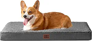 EHEYCIGA Orthopedic Dog Beds for Large Dogs with Removable Washable Cover for Crate, Grey, 35x23