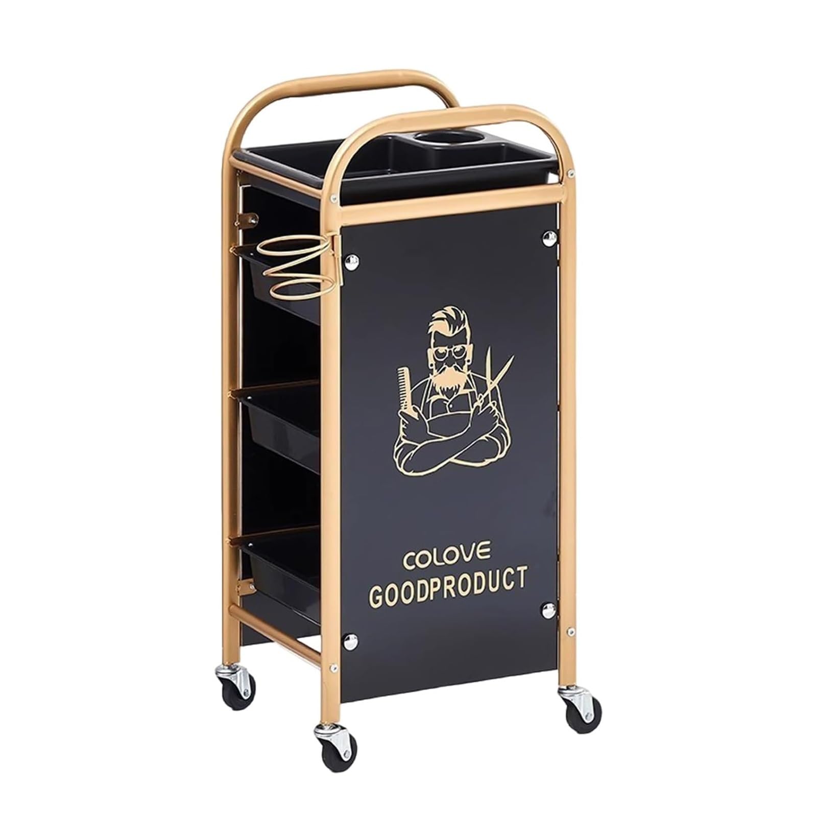 Scumlovy Professional Salon Trolley Cart - 5 Drawers, Spacious Storage, 4 Swivel Casters, Ideal for Barbershops, Spas, Tattoo Studios