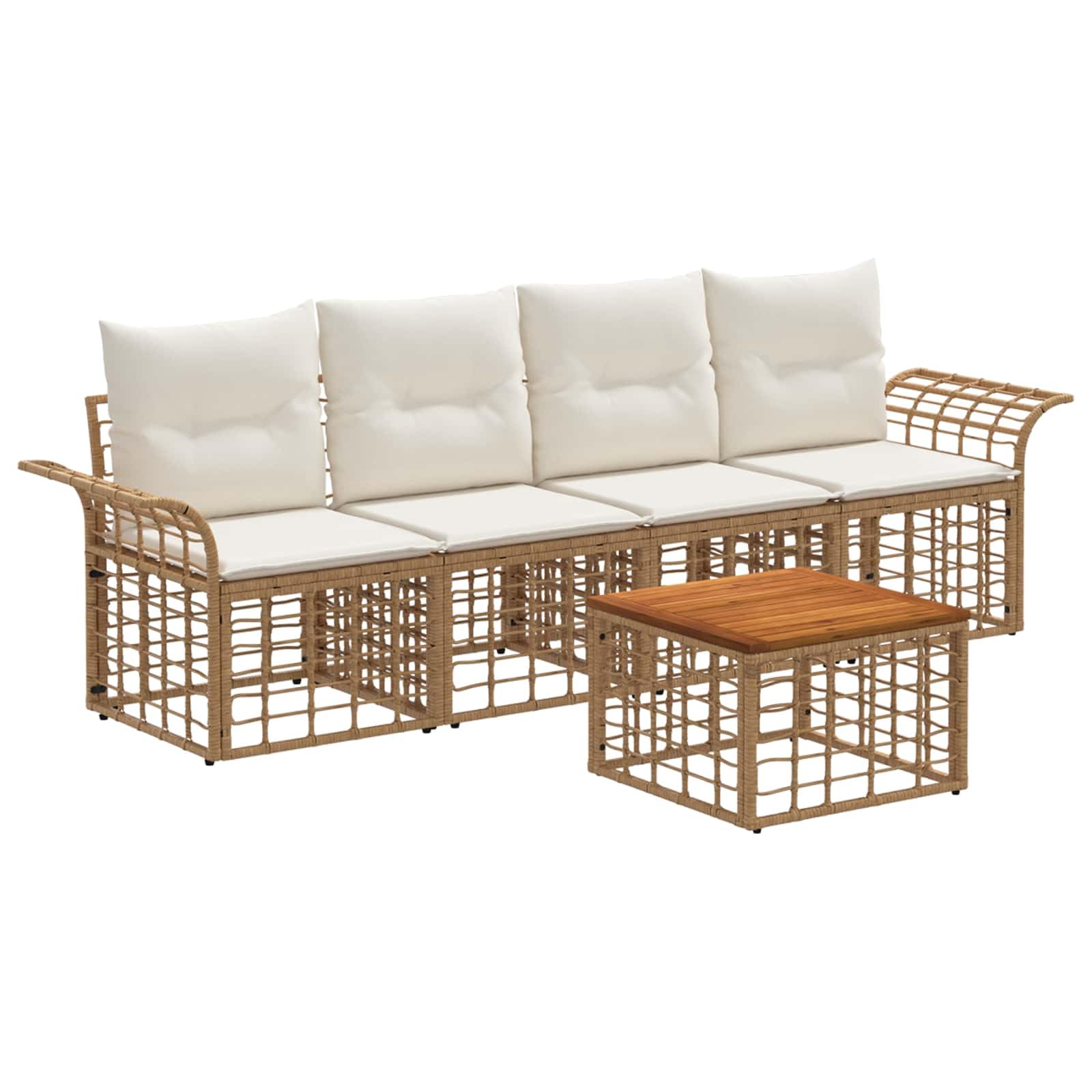 Ensemble de salon moderne pour l'extérieur avec coussins confortables crème