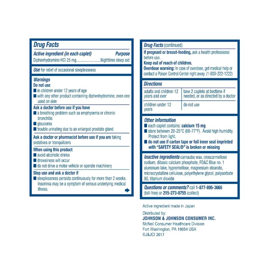 Image of Tylenol Simply Sleep Nighttime Sleep Aid (25 mg), 100-Count Caplets (Pack of 2)