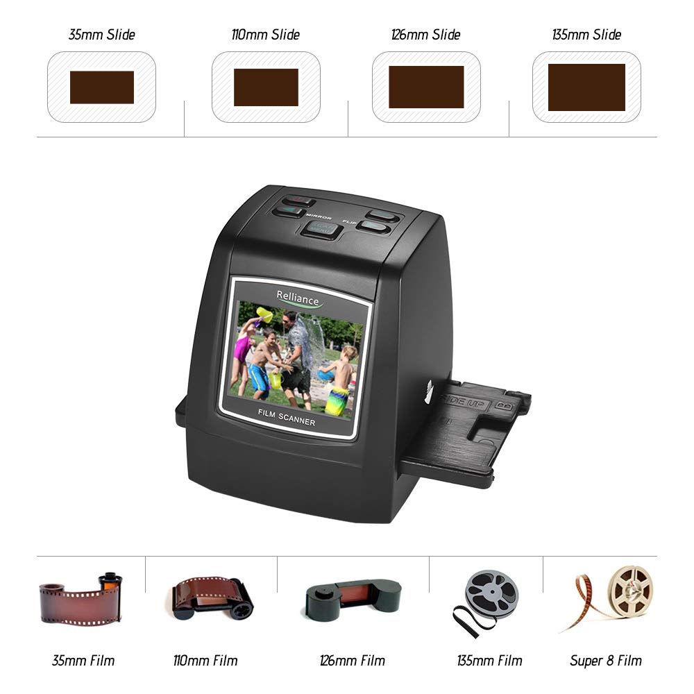 Docooler Alta Risoluzione Scanner per Diapositive a Pellicola 14MP / 22MP Converti 8mm - 135mm Pellicola Diapositiva Monocromatica a Colori Negativa in Immagine Digitale con Display LCD da 2,4 Pollici