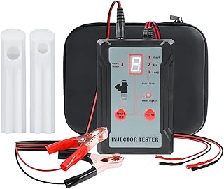 MR CARTOOL 12V Auto Injector Tester 4 Pulse Modes Fuel Injector Pressure Tester Vehicle Fuel Injection Pump Injector Cleaner Tester Set with 2 Nozzles, Dual Power, 4 Wire 2 Testing Channel, 1M Cable