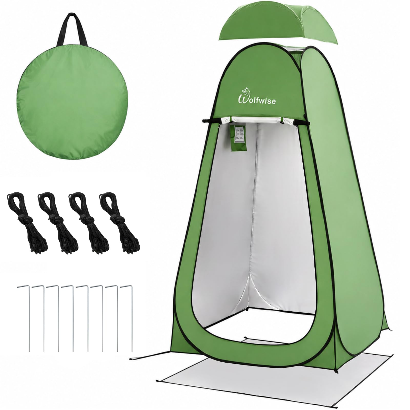 WolfWise PRO Pop Up Shower Tent with Silver Coated, Floor and Rain Fly