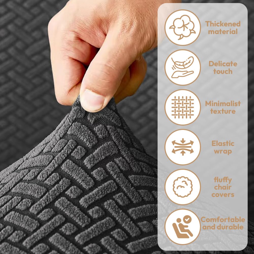 Paquete de 8 fundas para sillón relax de 3 plazas, funda extensible todo en uno, lavables, con bolsillos, funda para sillón, para sillón de TV, tumbona (gris oscuro)