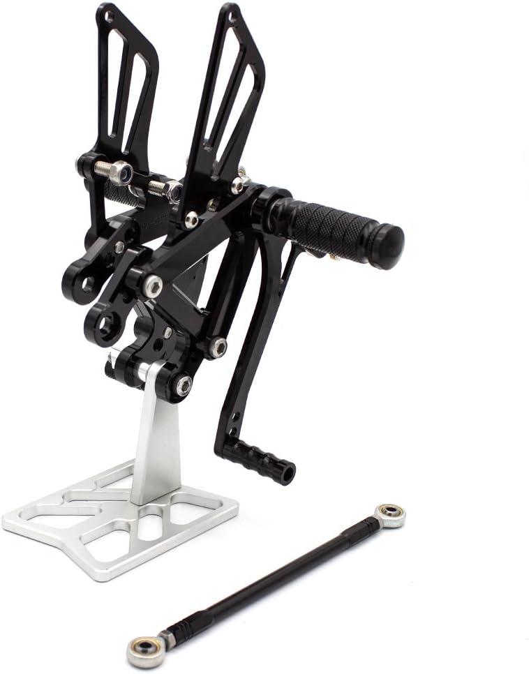 FXCNC CNC Billet Motorcycle Rearset Foot Pegs Rear Set Footrests Fully Adjustable Foot Boards Compatible with Ninja ZX6R ZX-6R 636 ZX636 2003 2004