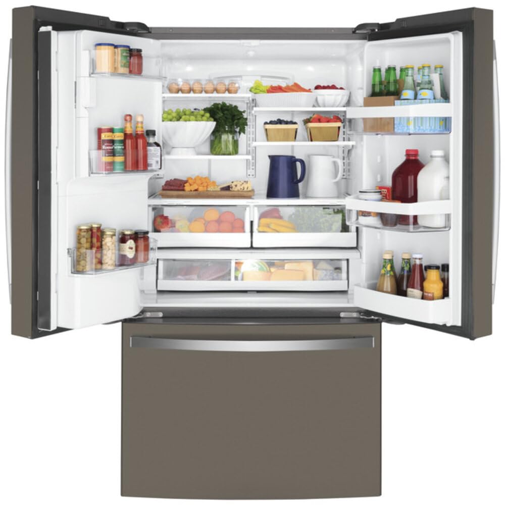 GE Gye22gmnes 36" French Door Counter Depth Refrigerator With 22.1 Cu. Ft. Total Capacity Space Saving Ice Maker Showcase LED Lighting In Slate on Fridge.com - View 5