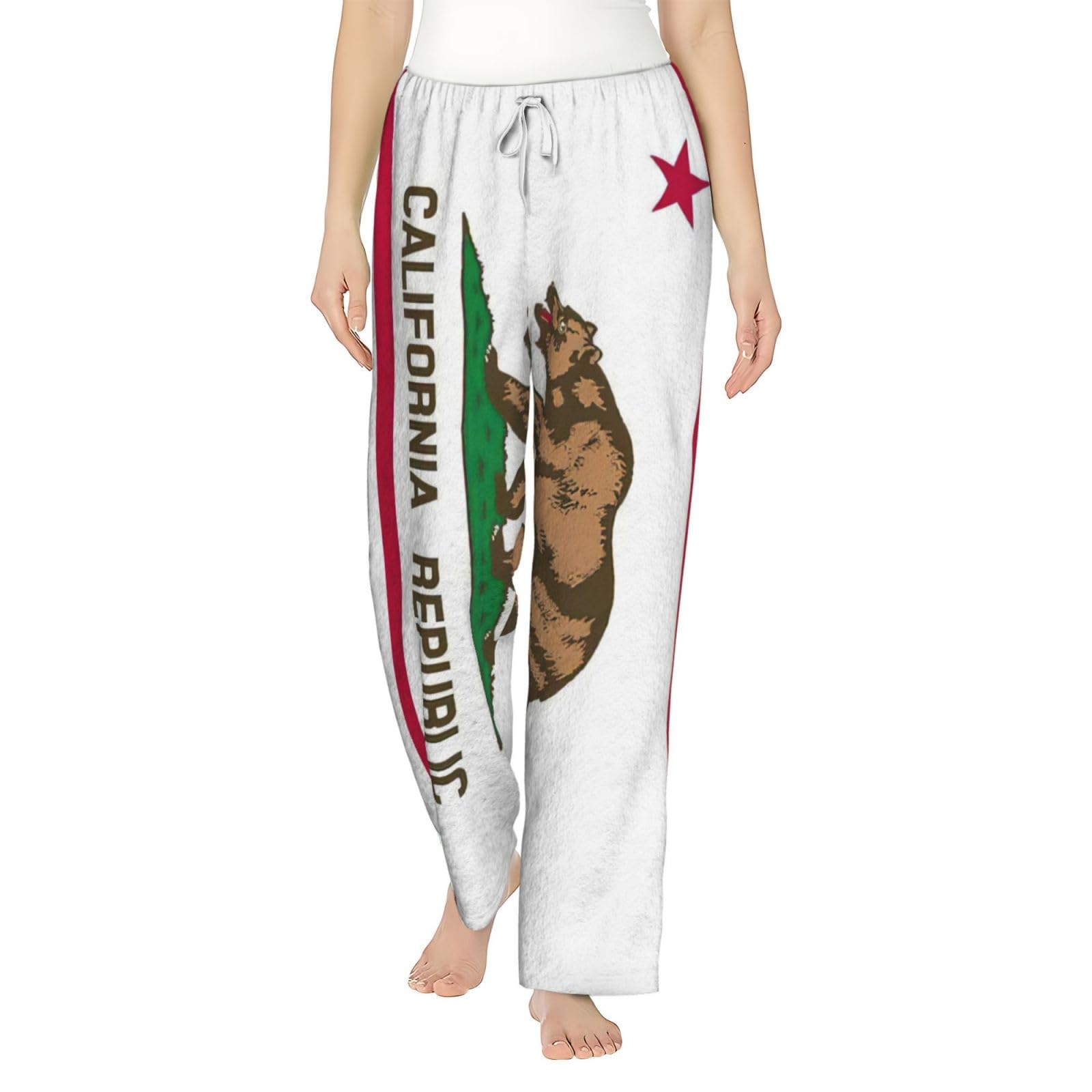 Flanell-Pyjamahose mit Kalifornien-Flagge, warm, bequem, Lounge-Schlafhose für Urlaub, Weihnachten