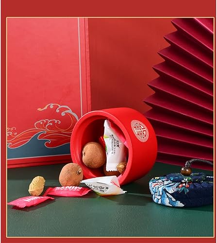 Miniatura 4 de Juego de té chino de kung fu, juego de taza de té de boda roja de porcelana de doble felicidad, suministros de decoración de boda tradicionales