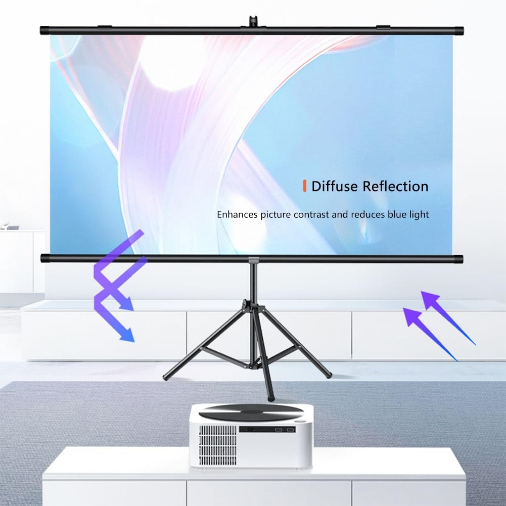 Schermo di Proiezione Portatile per Esterni 4K Ultra HD da 60" 72" 84" con Treppiede, Schermo Cinematografico da Parete per Cinema Al Chiuso(84"(16:9))