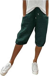 2025, color sólido, bolsillo grande, elástico pantalones casuales, pantalones capri con bolsillo de plata pantalones de mujer, azul, XXL