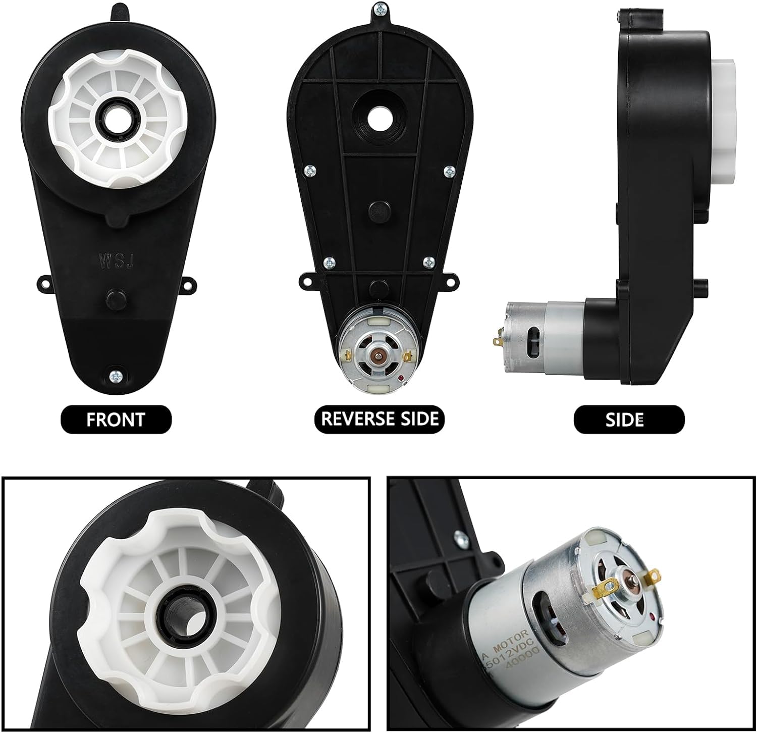 12V Ride On Upgrade Motor Gearbox 2Pcs12V RS550 40000RPM Ruedas accionadas Motor eléctrico Motor de alta velocidad Jeep Kid Trax Actualización Piezas de repuesto 3