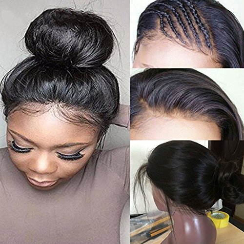Pre Plucked 360 Lace Frontal Wig with Baby Hair Glueless 360 Full Lace Wig Straight 360 Lace Front Wig Human Hair for Black Women Natural Hairline 130% Density 1B Natural Black 18'' / 18inch
