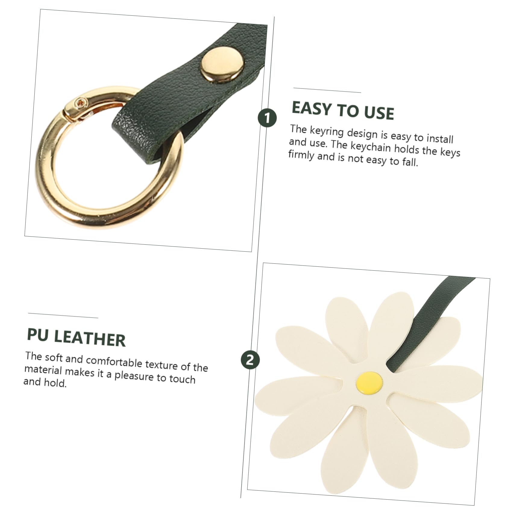 Veemoon portachiavi margherita Pendente a borsa arredamento Pendente portachiavi Carino chiave ciondolo portachiavi keyring di fiori per le donne pelle sintetica bianca