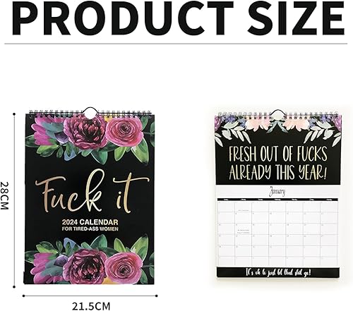 Miniatura 2 de Calendario Fuck-It 2024 para mujer, divertido planificador de palabras y calendario de pared