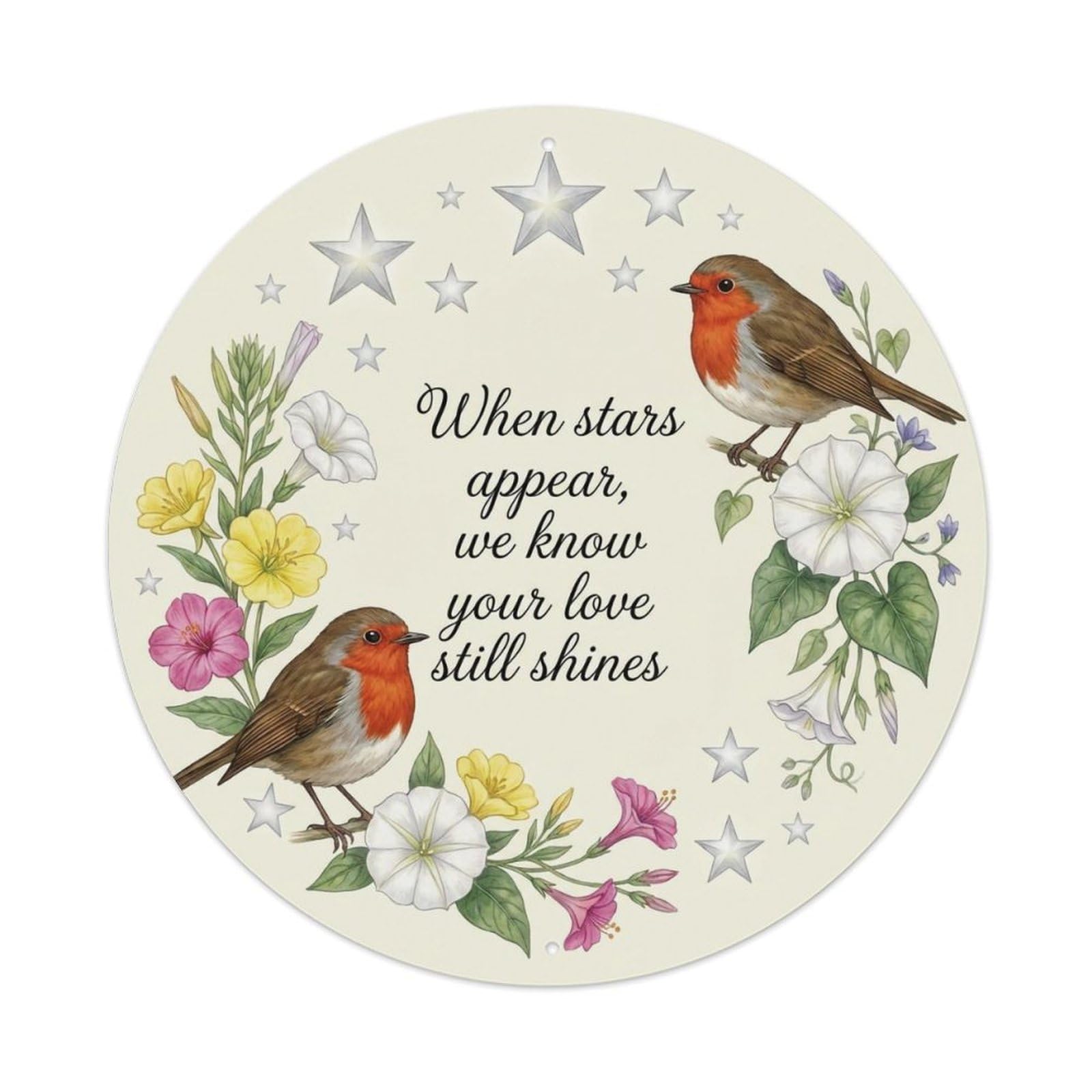 Okahys 8X8inch(20X20cm) European Robin Garden Sign Heaven Love Starlight Metal Tin Sign