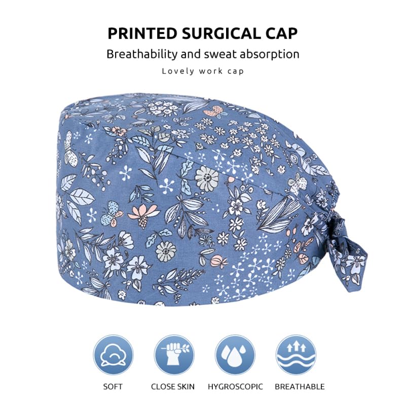 Cappello Chirurgico Stampato Regolabile in Cotone Traspirante per Sala Operatoria