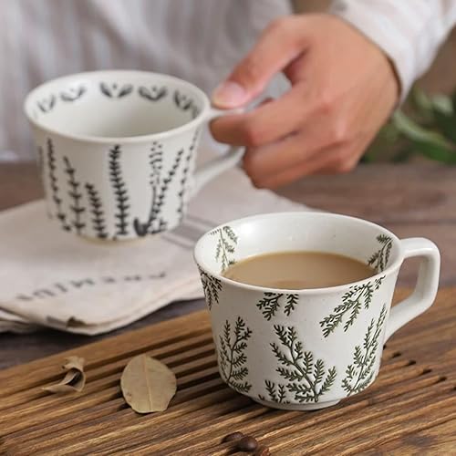 Miniatura 4 de Taza de cerámica, 11 onzas, taza vintage para café, leche, café con leche, té capuchino, tazas de porcelana para lavavajillas, microondas,