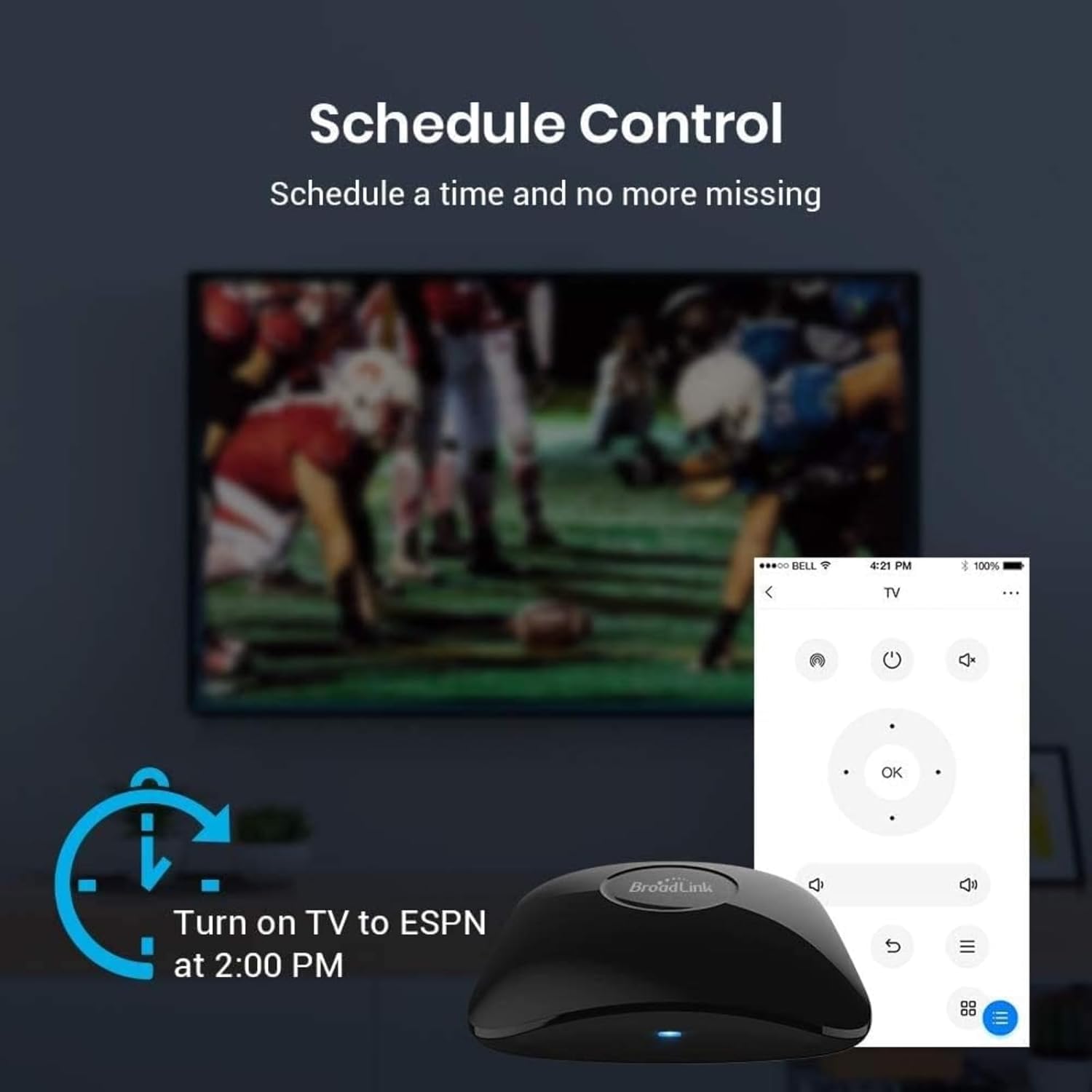 RM4 Pro Mando a distancia universal IR BroadLink, hub todo en uno, aprendizaje de código, TV, STB, aire acondicionado, motor de cortina compatible con Alexa (solo Wi-Fi de 2,4 GHz)