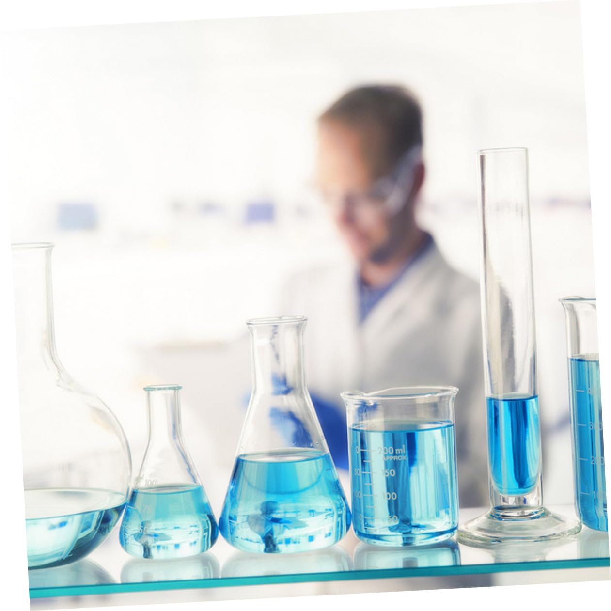 Juego de 4 Matraces Erlenmeyer Cónicos Triangulares de Vidrio de Borosilicato sin Burbujas para Uso en Clase de Química