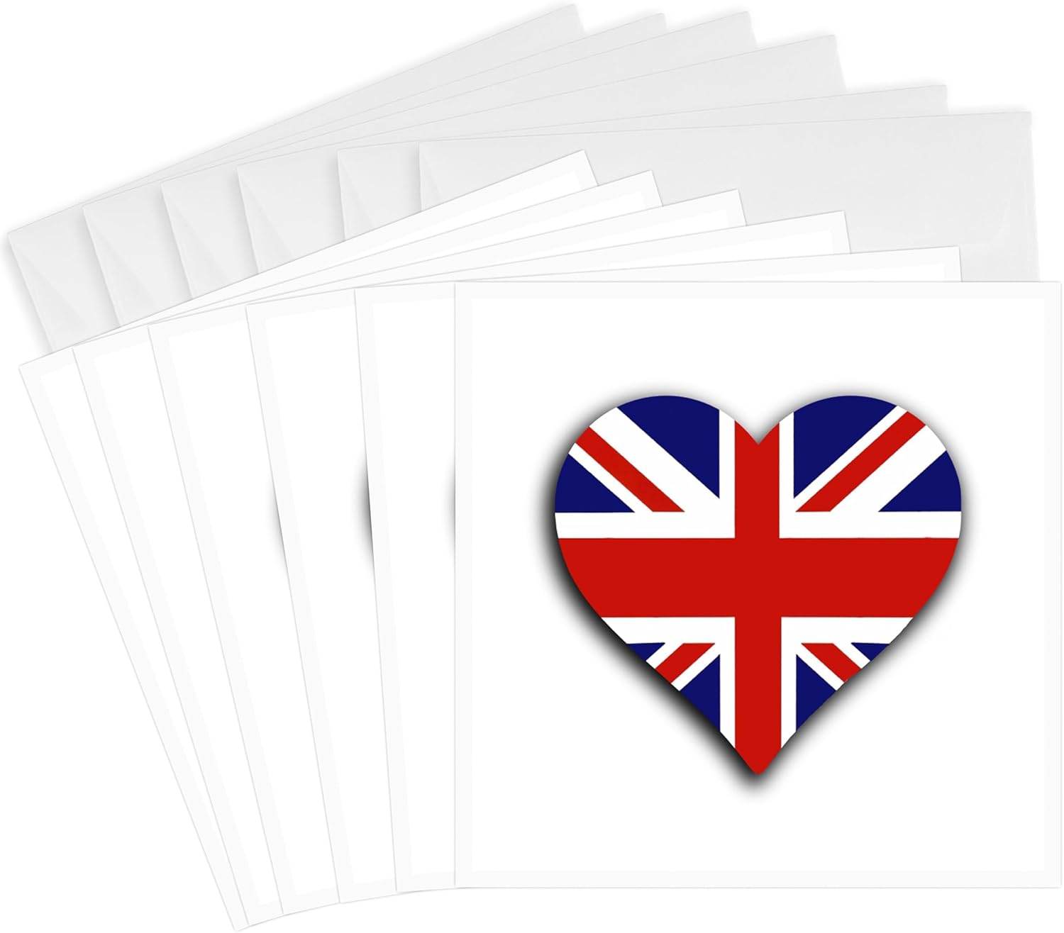 3dRose Greeting Cards - British Flag Heart - UK Union Jack for England and Great Britain fans - 6 Pack - Love Series