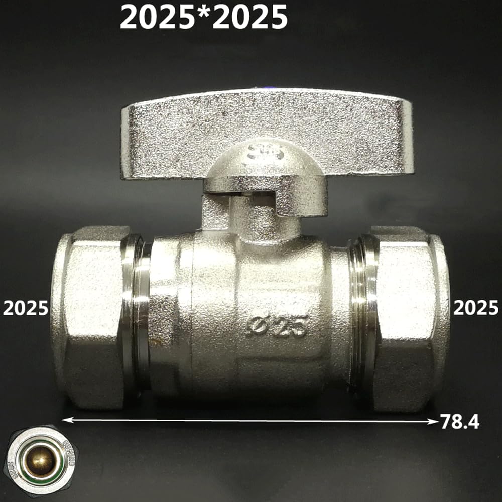 1pc Brass Nickelage DN15 DN20 Male/Female Thread Ball Valve 2025/2632 Pex Pipe Fitting Aluminum Pipe for Floor Heating(2025 Nickel Plated)