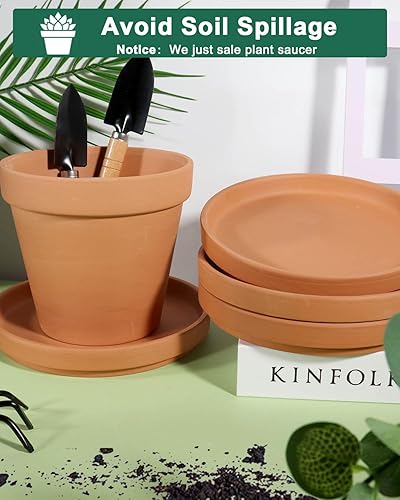 Miniatura 3 de vensovo Bandeja para macetas de terracota de 7.2 pulgadas, 6 platillos redondos para plantas de interior y exterior, bandejas de arcilla grandes