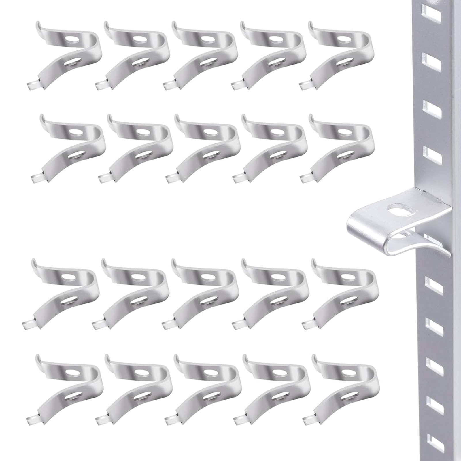 Yoogeer Silver 20Pcs Adjustable Cabinet Shelf Bracket Clips, Metal Shelf Bracket Clips, Shelf Pegs, Pilaster Shelf Support Clip, Heavy Duty Metal Shelving Brackets Clips For Kitchen Cabinet Bookcase (Silver)