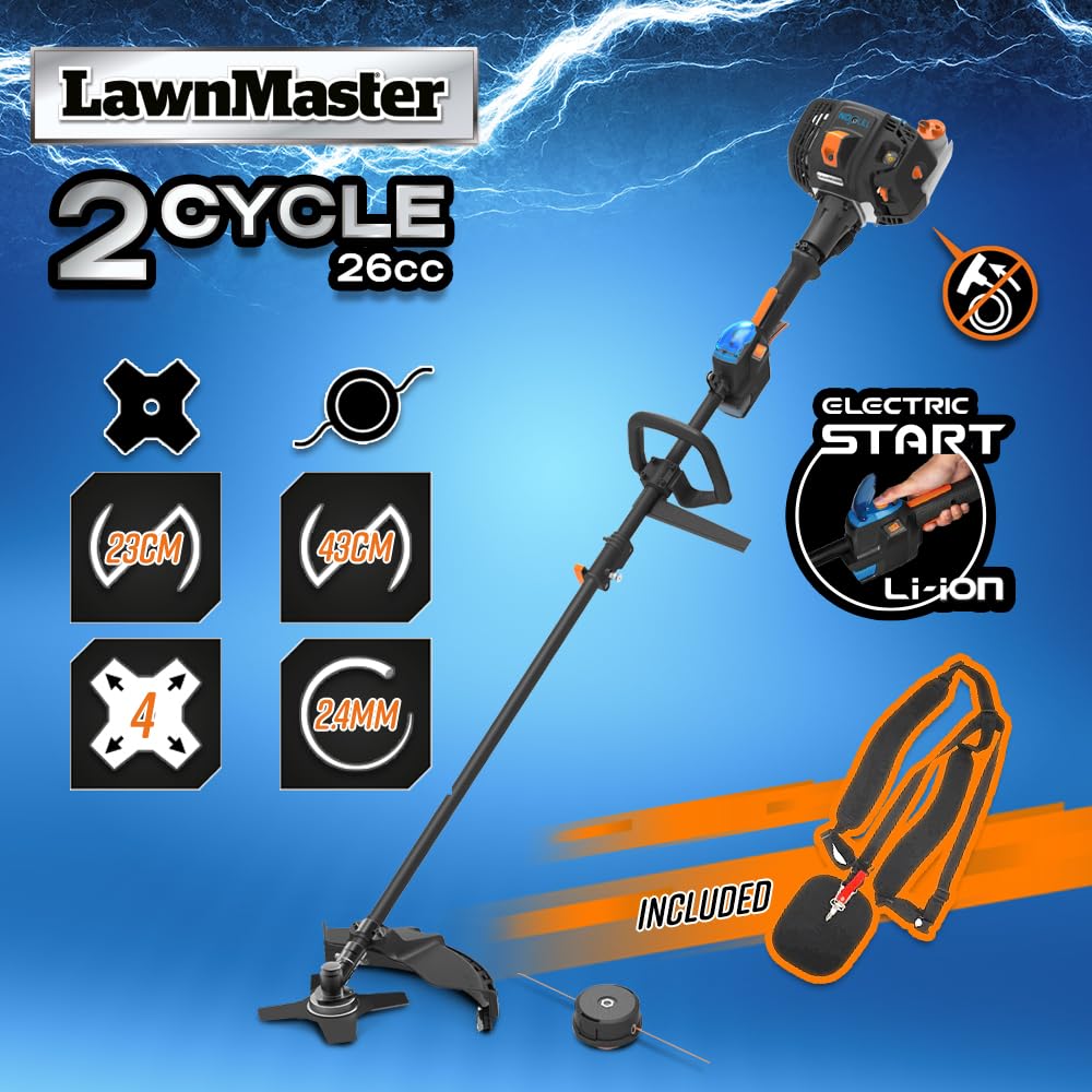 Débroussailleuse thermique 26cc avec démarrage électrique - Lawnmaster