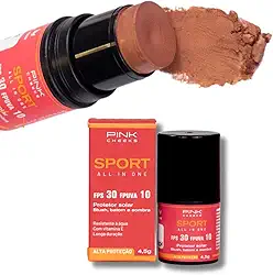 Blush em Bastão 3 em 1 Pink Cheeks 4,5g - Resistente Água Esporte Beleza Solar Maquiagem Sombra Radicais Livres Textura Pele, Pink Cheeks (Terracota)