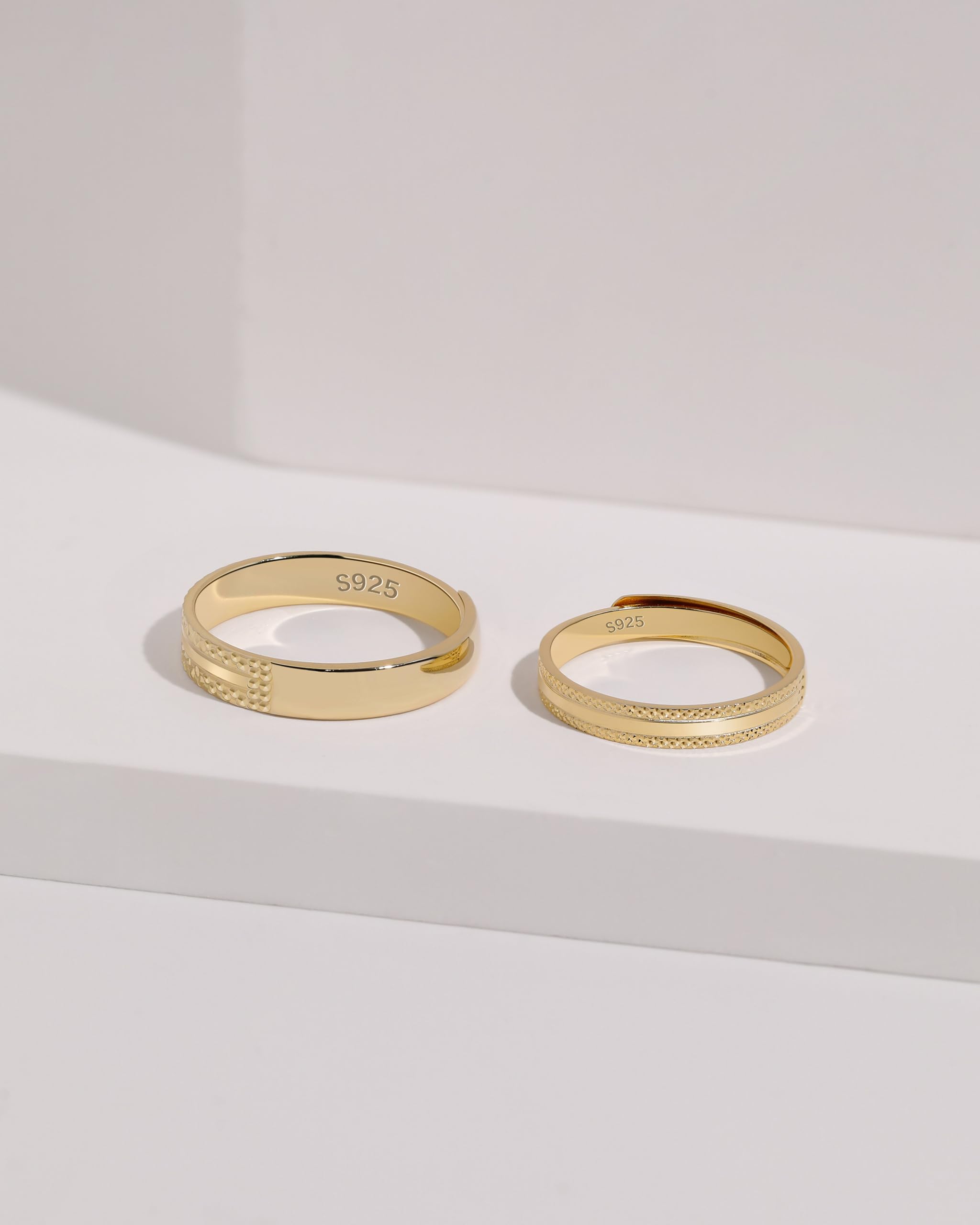 Meissa Alianzas de Plata de Ley 925 para Pareja Anillos de Boda Ajustables de Compromiso Promesa Aniversario Joyería Nupcial San Valentín