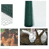 Sechskantgeflecht 25m - 50cm hoch - Gartenzaun Maschendraht - Maschenweite 25mm Drahtgitter Zaun - PVC-beschichtetes Grün Kaninchendraht Hühnerdraht Kleintier Volierendraht Tiergehege für Gartenzaun
