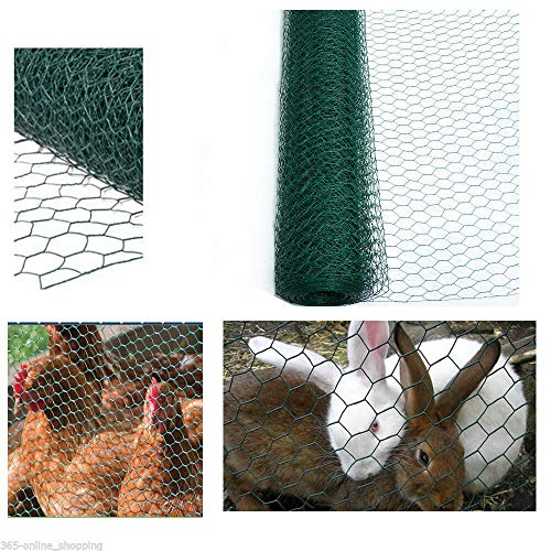 Sechskantgeflecht 25m - 50cm hoch - Gartenzaun Maschendraht - Maschenweite 25mm Drahtgitter Zaun - PVC-beschichtetes Grün Kaninchendraht Hühnerdraht Kleintier Volierendraht Tiergehege für Gartenzaun
